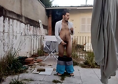 Boy unwrapping to urinate and Smoke / fetish guy