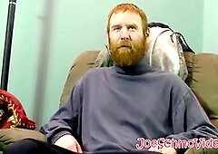 Ginger fledgling with thick facial hair sucked dry by mature homo