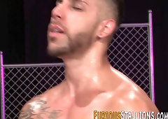 Fellow poked with thick pipe