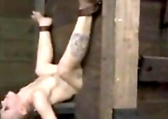 A blond hotty is fastened in such a way this babe is reduced to butt and pussy solely.