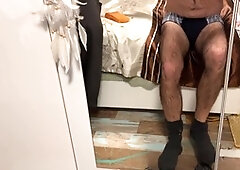 Body hair, striped socks, male tease