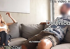 Hot Lalin beauty drank large rod and enjoyed hardcore screw with giant dong ally after posing and striptease so white chap enjoyed her taut twat