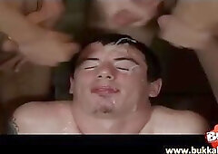 Naughty Stud Gets Facialized In Gangbang