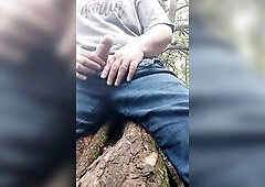 Playing with my ramrod by the creek