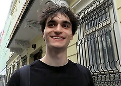 Curly-haired Czech boy begs for a big boner in his ass