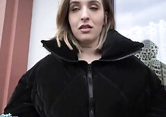 Public Agent Sexy Latin Babe Hottie Shows her Bazookas on the Street