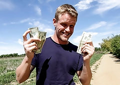 Tatted-up straight guy takes a facial after anal