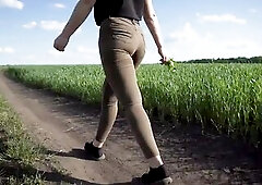 Gal Walking Booty Fetish Visible Panty Line