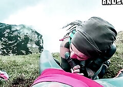 Mountainside Excitement Outdoor Bang and Facial Jizz flow