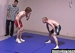 Slender gays' hardcore wrestling and BDSM strip show