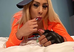 Blonde TS TaniaQ is a hot GangBanger