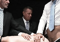 Sub gay fondled and fucked by rich DILFs