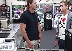 Desperate blonde heads to the back to get fucked by the dungeon master