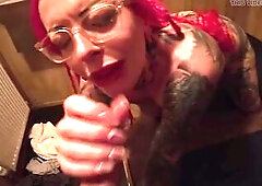 British Emo Pink Hair Floozy Piggy Throat Drilled In Nudist Spa