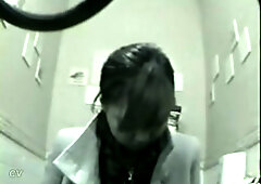 Girl peeing on cam is getting in the toilet