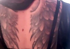 BDSM. Dominatrix Nika whips her slave