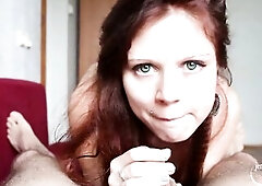 Marvelous angel does fellatio after smokin' and shows tiny feet