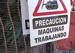 Latino stud facialized sucking