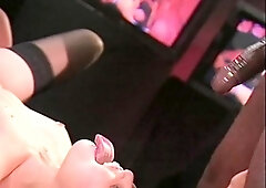 Gorgeous hairy lesbian licked on the bed