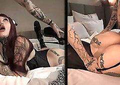 Bubble Butt Redhead Queen in Nylon Stockings Fucks /