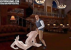 Horny 3D cartoon hunk getting double teamed
