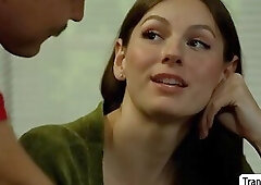 Curvy Ladyboy rimjob and analed in the library