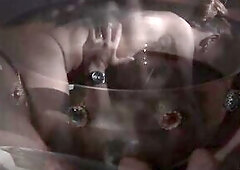 Erotic scene of Roberta Gemma in a mysterious bang in the darksome.