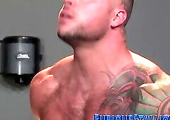 Hunk gets beard jizzed sucking dick