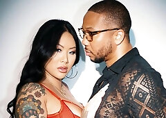 Inked chick with big boobs Connie Perignon rammed by huge black dick