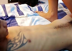 Asia Boy - Lustful friend raw ass fucking in the bed