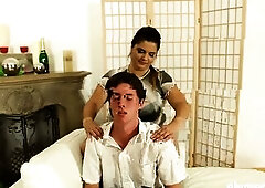 Meet large and glamorous Leny afresh! This time that babe doesn't just facesit her serf but jerks his ramrod