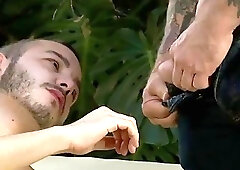 Young lad gets a good toss from an experienced bear