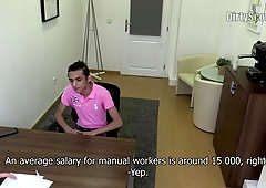 Gaunt twink gets banged hard during a casting session