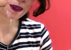 Photo slideshow #2 - Violet lips - CFNM Cum Dripping and Cum on Clothes!