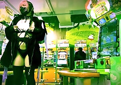 Transgirl Walks With A Long Dildo