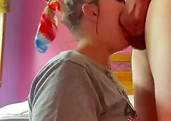 extreme sloppy top eatting on his huge cock