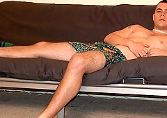 Mid dude is happy to stroke his dick and look bored