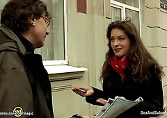 Bound unshaved brunette Double penetration fucked