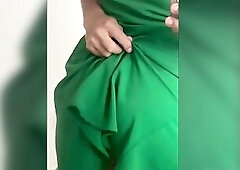 Shaking her large butt with her pants wedged in her ass