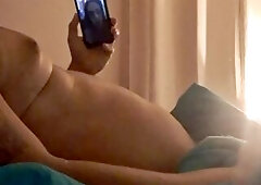 Lustful charming cutie masturbating on the phone with me, since this babe traveled to Greece for the weekend