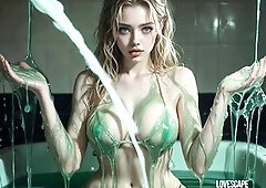 Green Washroom Cum Makes Her Shake Hard