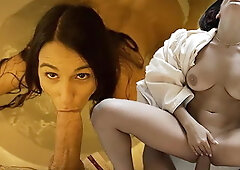 Hot Horny Friend in Bathtube gets Wet Fucking and Cumshot on Belly - Amateur ...