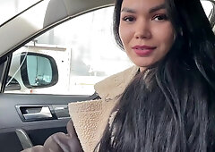 Russian girl cheating on her bf with his best friend giving a roadhead