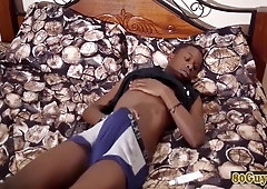 African Amateur Solo Masturbating On The Bed