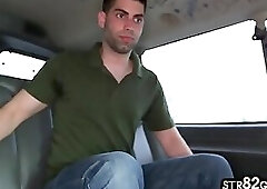 Blindfolded hunk cocksucked by gay