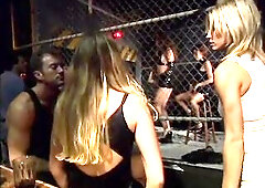 Lesbo doxies put up a show by licking and rubbing every other's melons and snatches