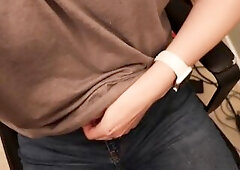 Trans hotty Revealing her Diaper in Office Cubicle