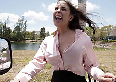 Amiee Cambridge is getting picked up outdoors