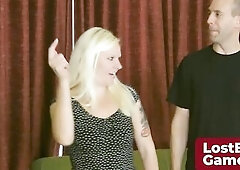 In this seven-player free-for-all of Wheel of Anguish, every player spins the wheel, landing on spaces like Disrobe, Make Somebody Else Disrobe, Safe,