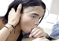 A slender, brunette hair gardener wishes to earn greater quantity cash and sucks her boss's son's weenie - ¡AWESOME END!